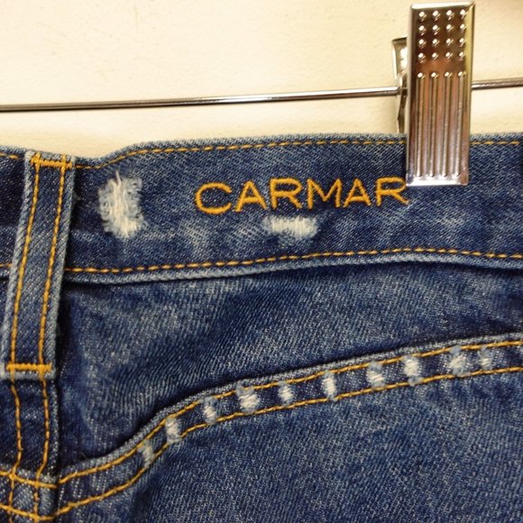 Carmar Jeans Womens 25 Cotton Denim Ripped Distress Straight High Rise Zip Fly - Picture 2 of 12